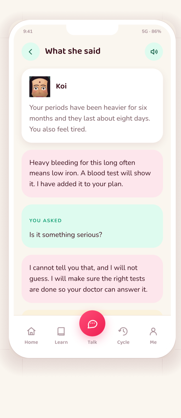 What Koi said: she explains the pattern, and says she will not guess.